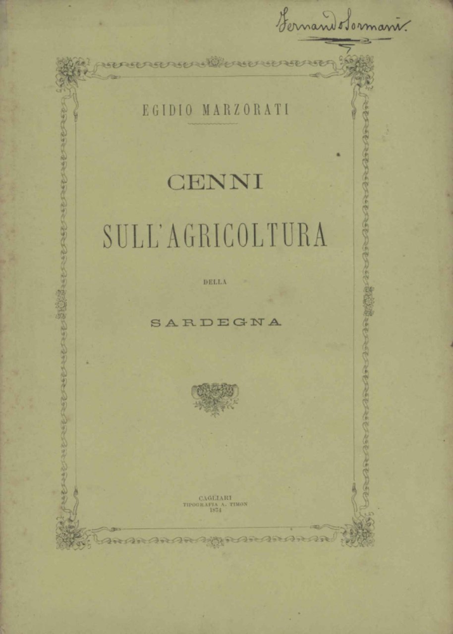 Cenni sull'agricoltura della Sardegna