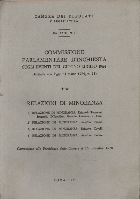 Commissione parlamentare d'inchiesta sugli eventi del giugno-luglio 1964