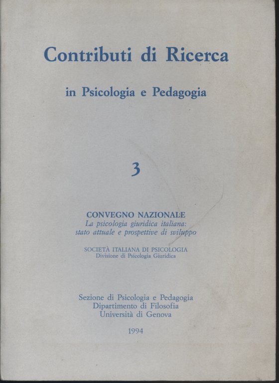 Contributi di Ricerca in Psicologia e Pedagogia 3