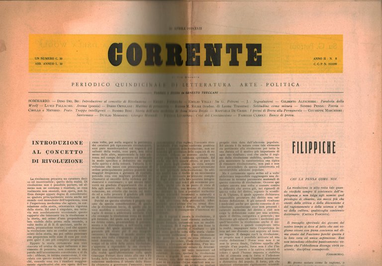 Corrente di Vita Giovanile, periodico quindicinale di Letteratura, Arte, Politica …