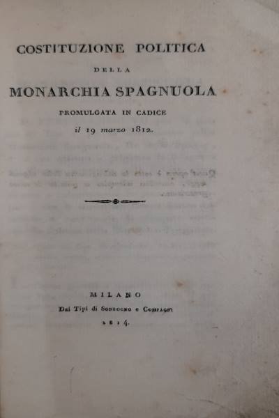Costituzione politica della Monarchia Spagnuola promulgata in Cadice il 19 … | Immagine principale
