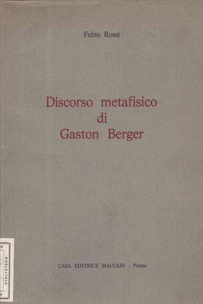 Discorso metafisico di Gaston Berger