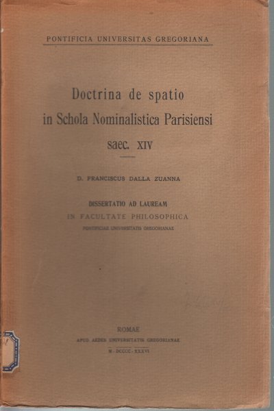 Doctrina de spatio in Schola Nominalistica Parisiensi saec. XIV