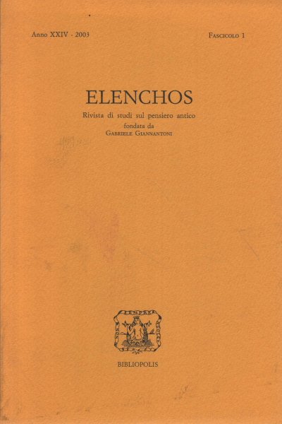 Elenchos, Anno XXIV - 2003, Fascicolo 1