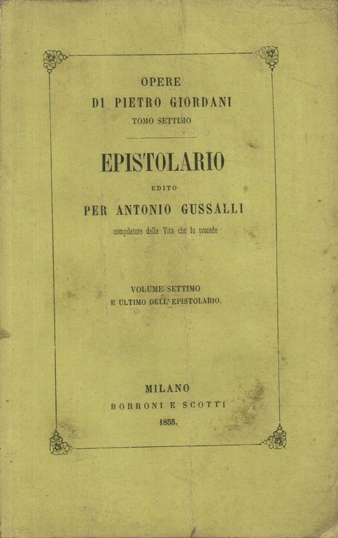 Epistolario di Pietro Giordani. Volume settimo