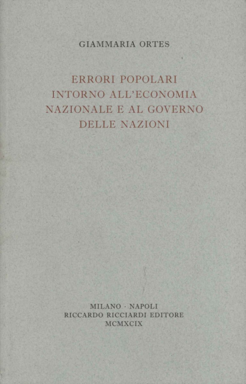 Errori popolari intorno all'economia nazionale e al governo delle nazioni | Immagine principale