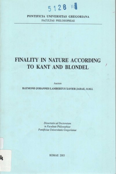 Finality in nature according to Kant and Blondel