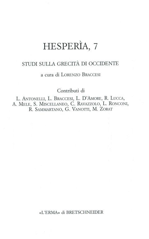 Hesperìa, 7 - Studi sulla grecità di Occidente