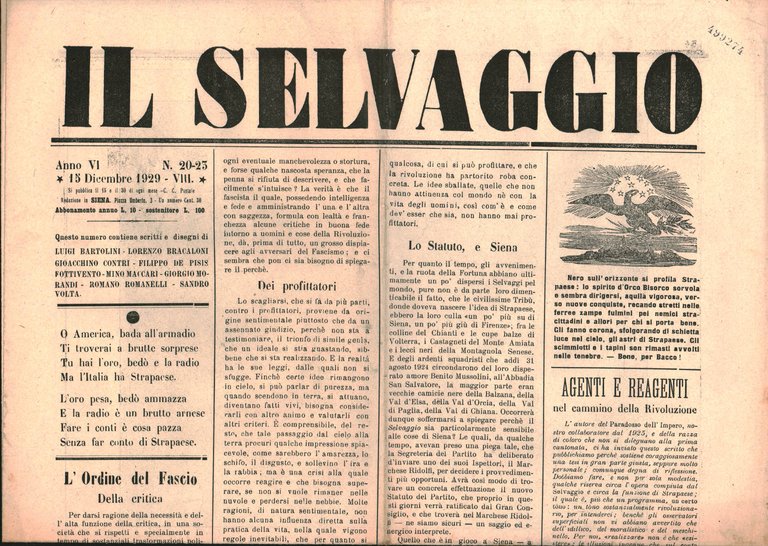 Il Selvaggio Anno VI n.20-23, 15 Dicembre 1929