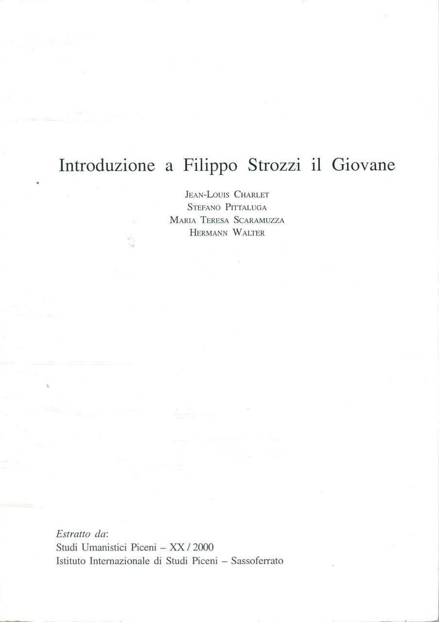 Introduzione a Filippo Strozzi il Giovane