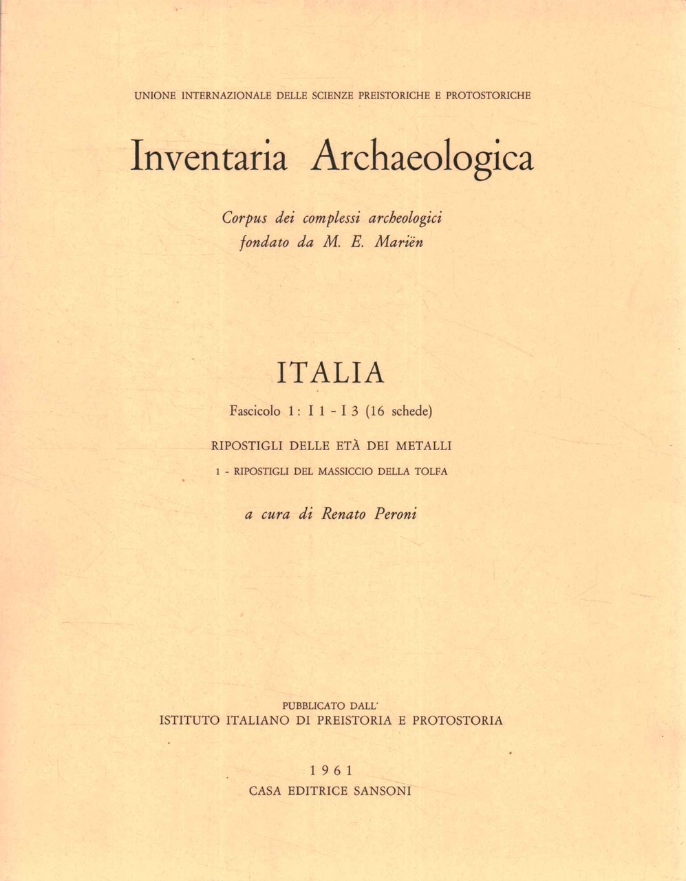 Inventaria Archaeologica. Italia (4 Fascicoli)