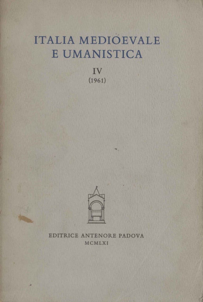 Italia medioevale e umanistica IV (1961)