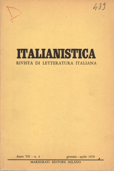Italianistica, Anno VII - n.1, gennaio-aprile 1978
