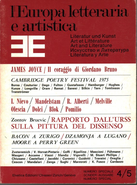 L'Europa letteraria e artistica, anno I, n.4/5, maggio-giugno 1975