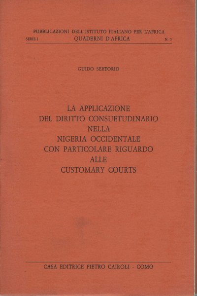 La applicazione del diritto consuetudinario nella Nigeria occidentale con particolare …