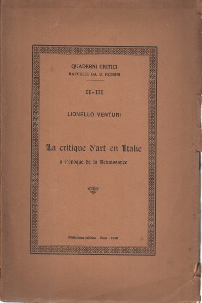 La critique d'art en Italie
