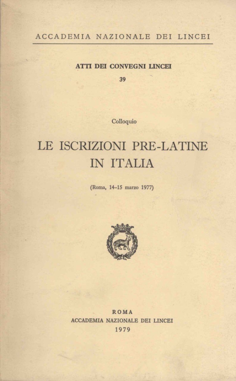 Le iscrizioni pre-latine in Italia