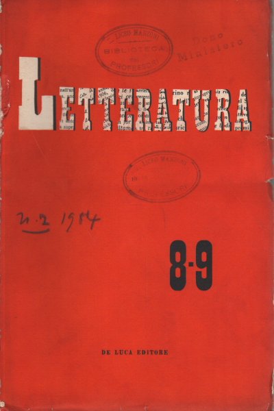 Letteratura, anno II - marzo/giugno 1954 - n.8/9