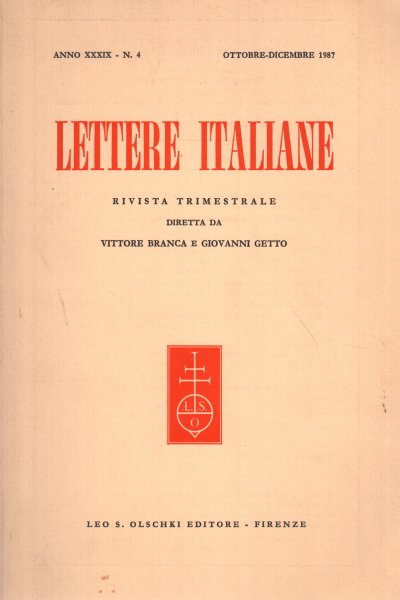 Lettere italiane, anno XXXIX - N. 4
