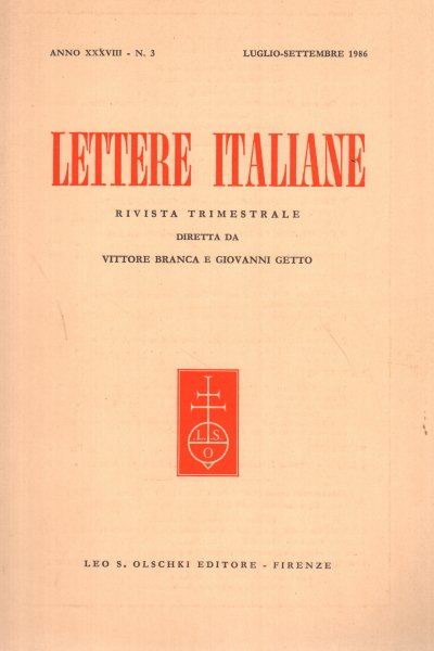 Lettere italiane, anno XXXVIII - N. 3