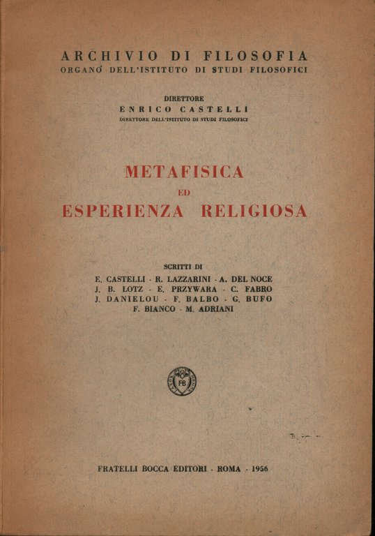 Metafisica ed esperienza religiosa