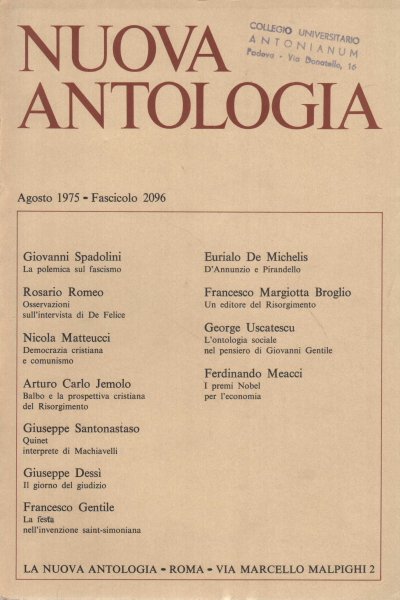 Nuova Antologia. Agosto 1975, Fascicolo 2096
