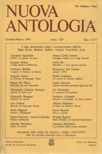 Nuova Antologia, Anno 126°, Gennaio-Marzo1991, Vol. 565° - Fasc. 2177