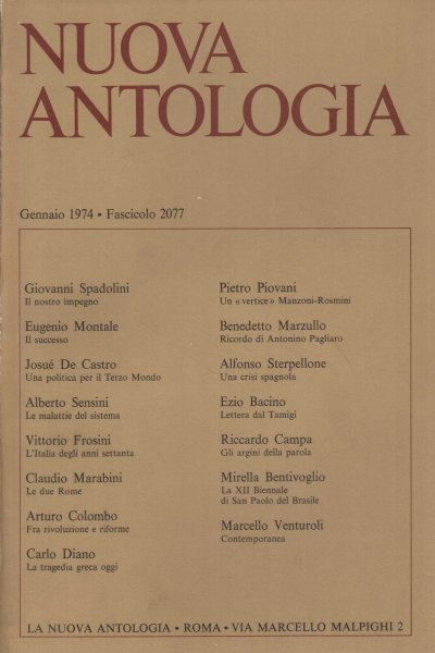 Nuova Antologia. Gennaio 1974, Fascicolo 2077
