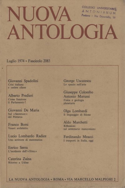 Nuova Antologia. Luglio 1974, Fascicolo 2083
