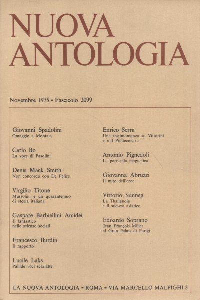 Nuova Antologia. Novembre 1975, Fascicolo 2099