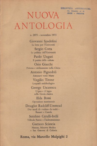 Nuova Antologia, Volume 519, Fascicolo 2075 (Novembre 1973)