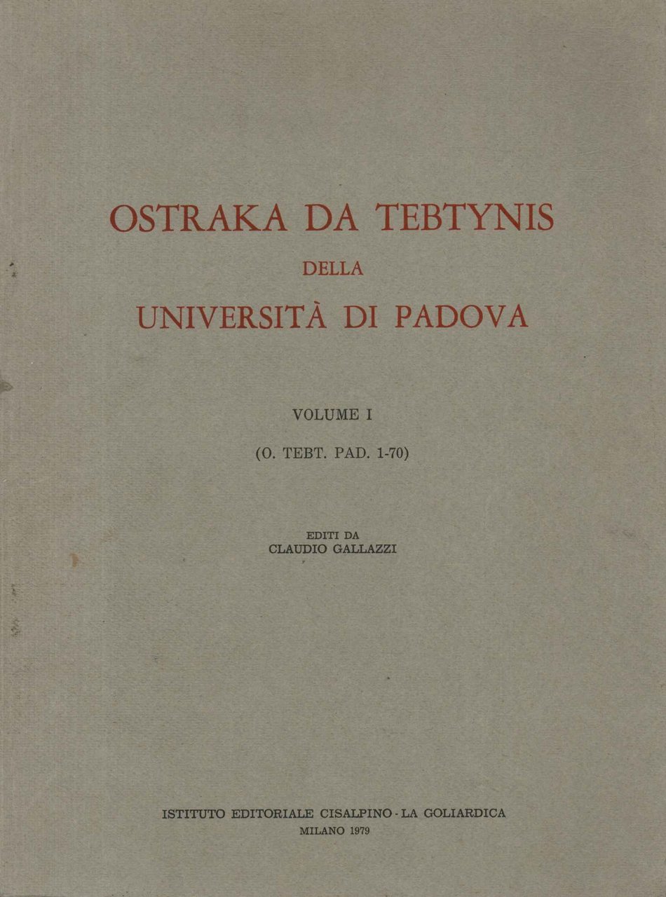 Ostraka da Tebtynis (Volume 1)