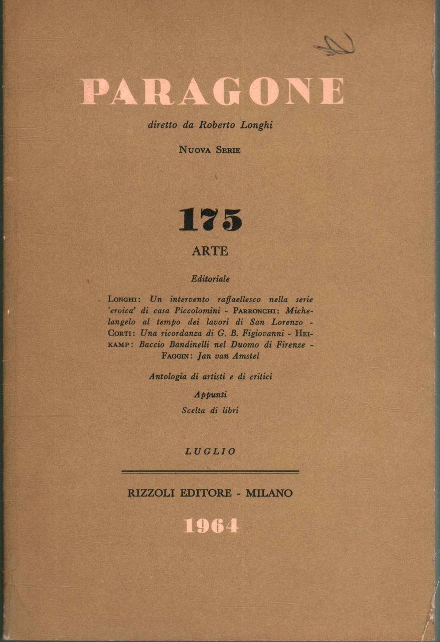 Paragone. Arte (Anno XV, Numero 175, bimestrale, luglio 1964)