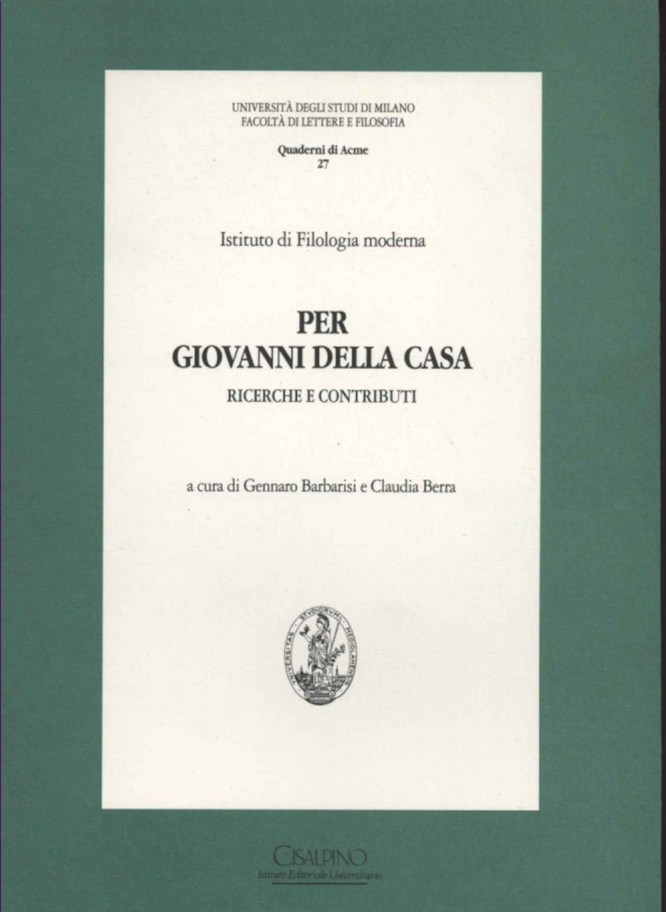 Per Giovanni Della Casa. Ricerche e contributi