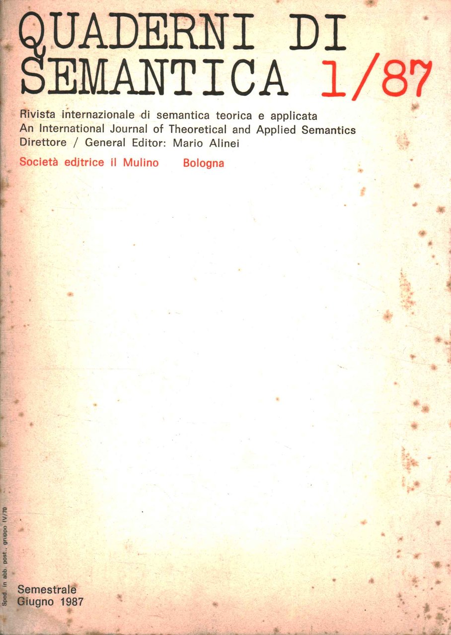 Quaderni di semiantica (Volume 8, n.1)