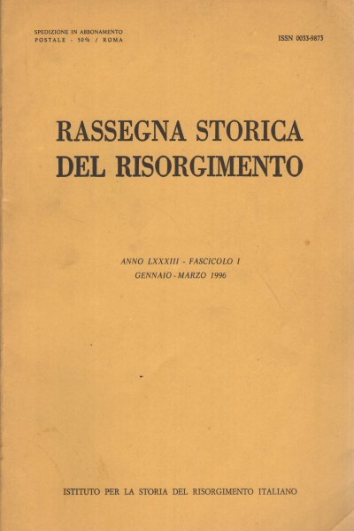 Rassegna storica del Risorgimento, anno LXXXIII, fascicolo I, gennaio-marzo 1996