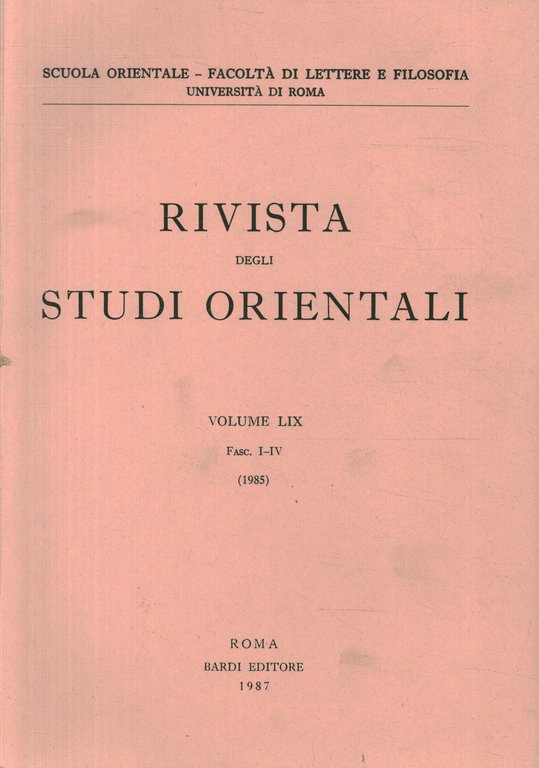 Rivista degli studi orientali (1985 n. I-IV)