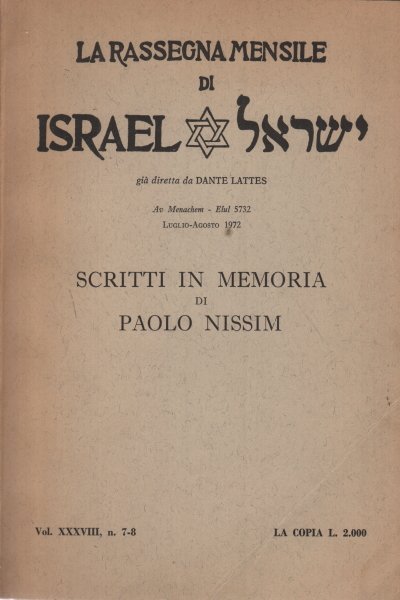 Scritti in memoria di Paolo Nissim
