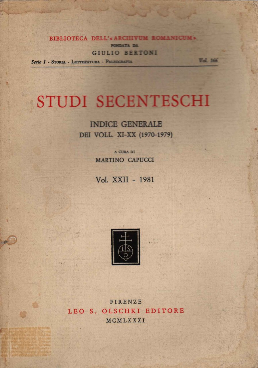 Studi secenteschi (Volume XXII) | Immagine principale