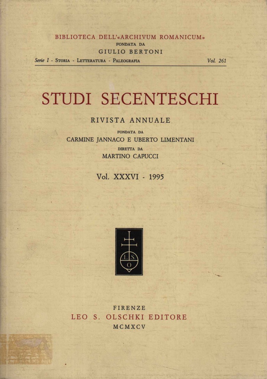Studi secenteschi (Volume XXXVI) | Immagine principale