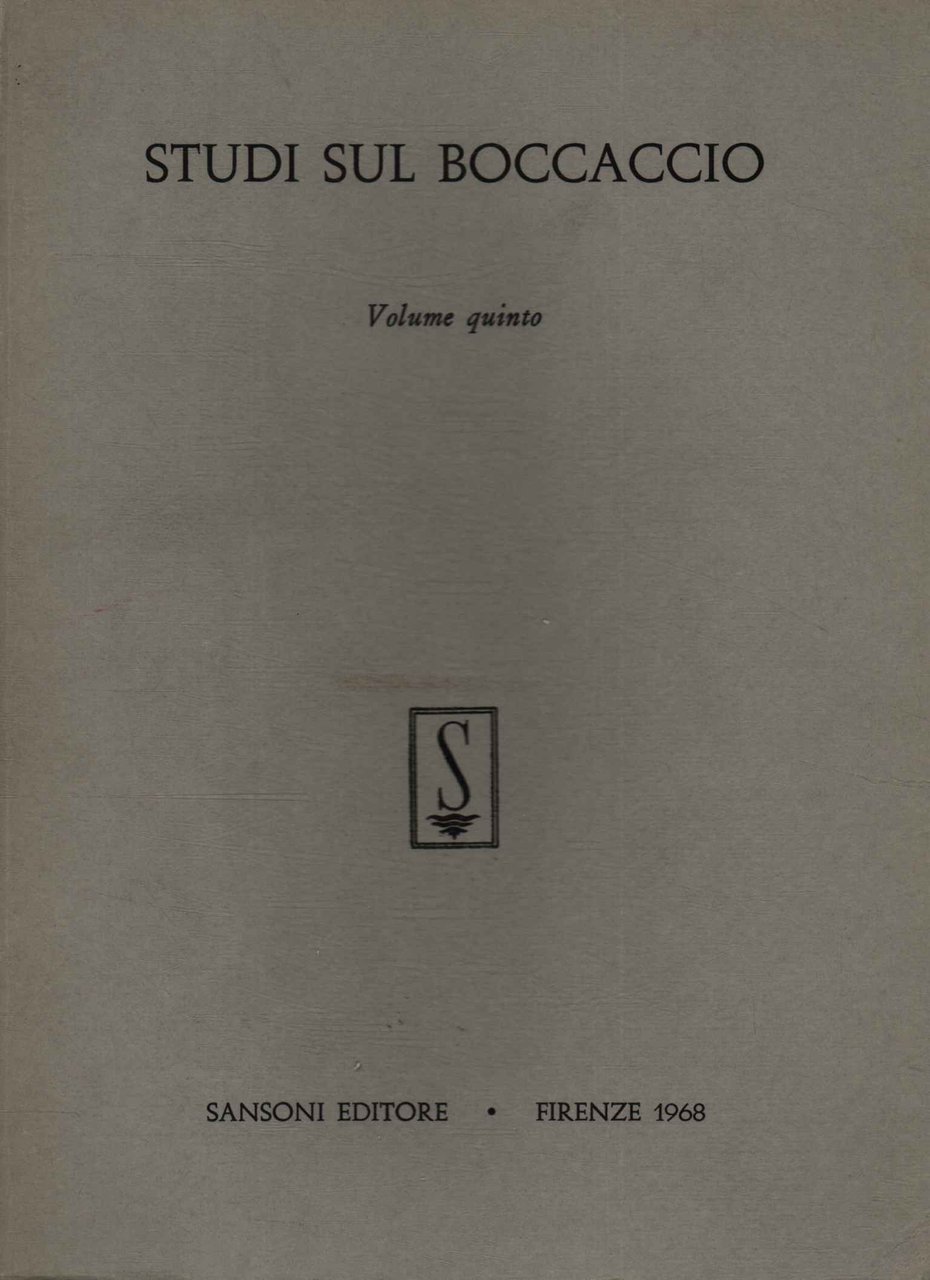 Studi sul Boccaccio (Volume V) | Immagine principale