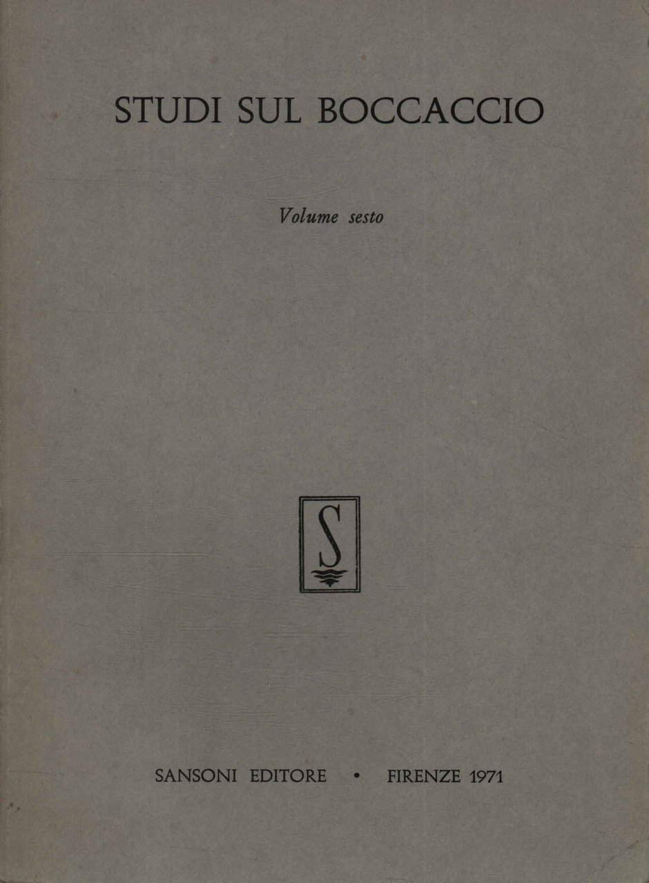 Studi sul Boccaccio (Volume VI)