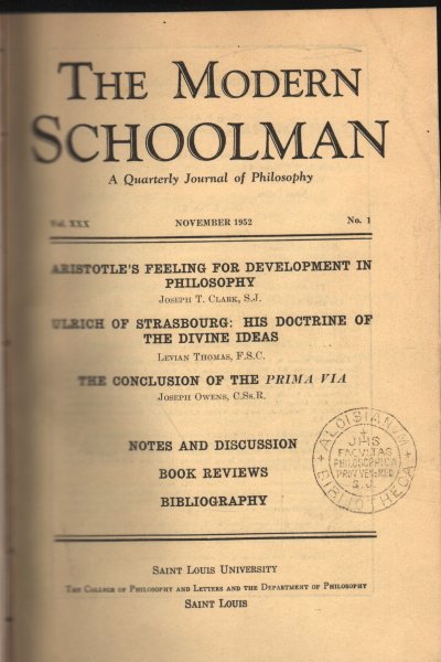 The Modern Schoolman volume XXX, 1952-1953