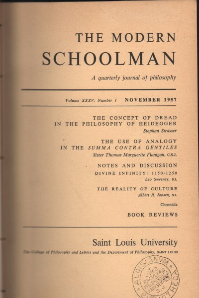 The Modern Schoolman volume XXXIV, 1956-1957
