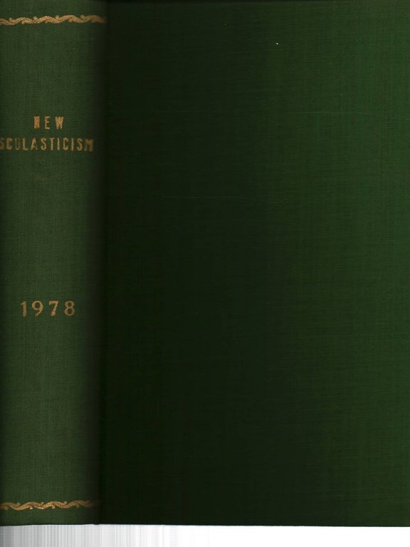 The new scholasticism Volume LII 1978 n.1-2-3-4