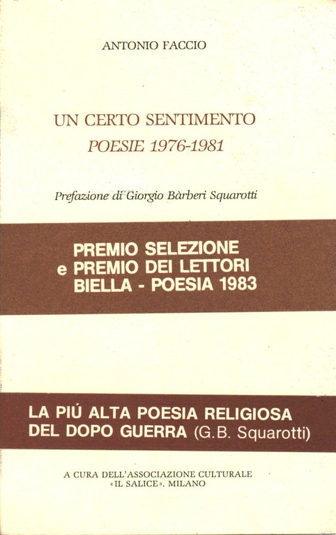 Un certo sentimento: poesie 1976-1981