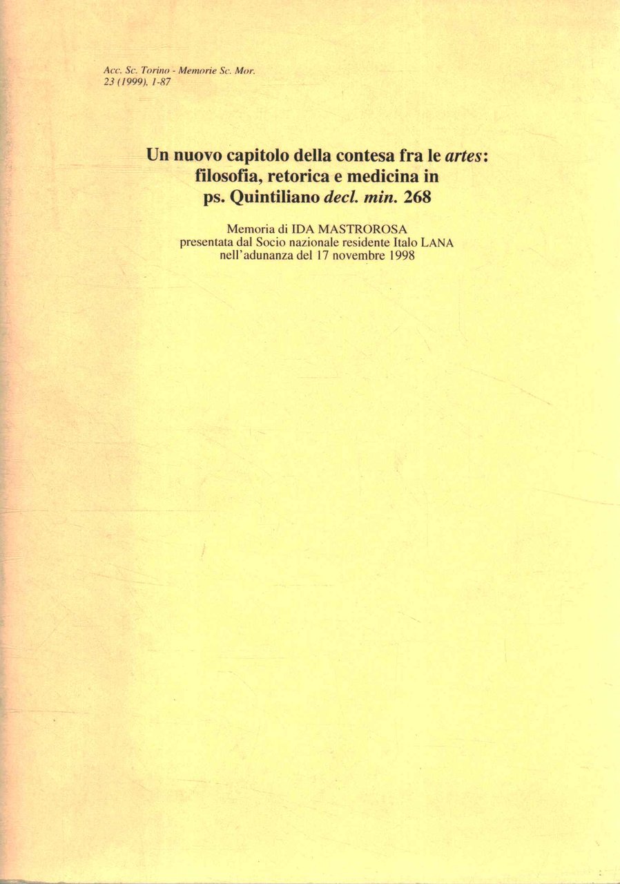 Un nuovo capitolo della contesa fra le artes: filosofia, retorica …