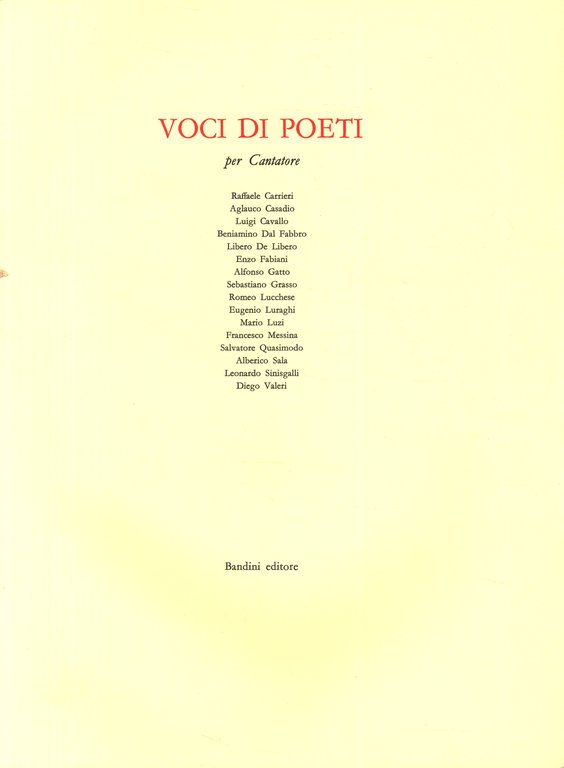 Voci di poeti per Cantatore