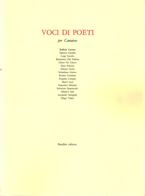 Voci di poeti per Cantatore