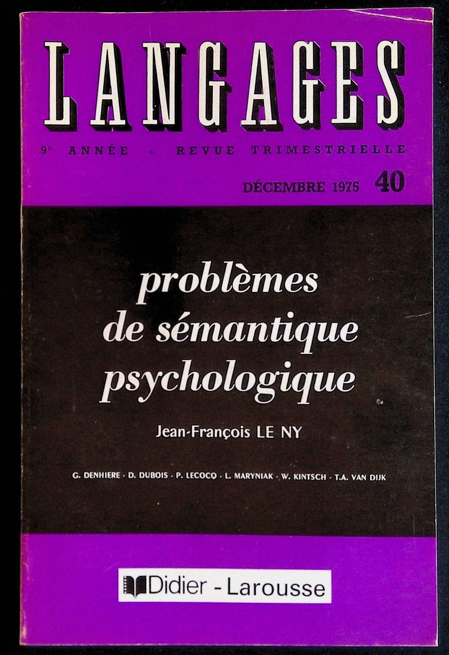 Langages n°40, décembre 1975 - Problèmes de sémantique psychologique